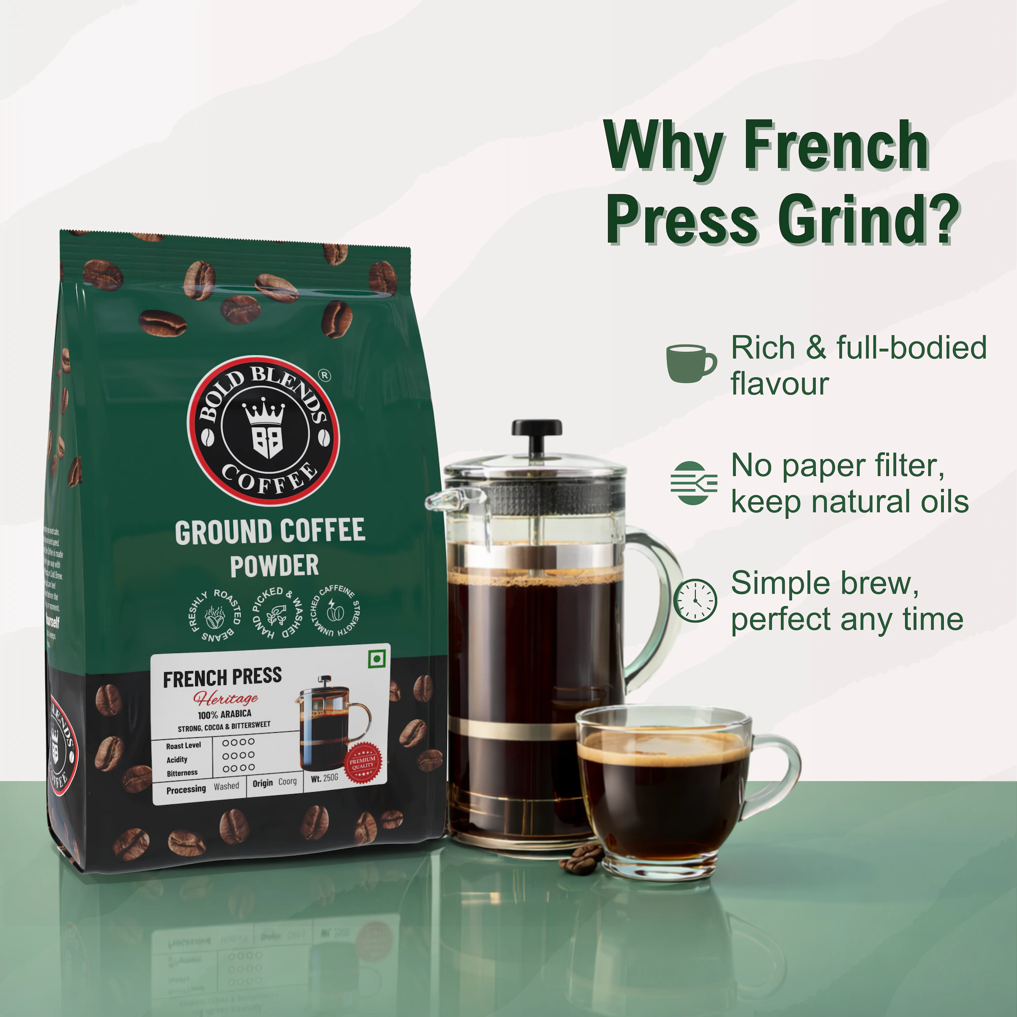 100% Arabica French Press I Coffee Powder 500g - Image 12