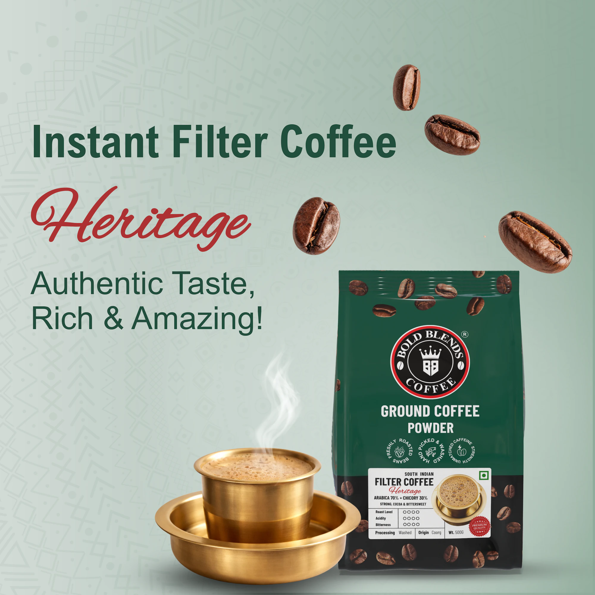 South Indian (Heritage) I Filter Coffee 70:30 Blend 500g 3 South Indian (Heritage) I Filter Coffee 70:30 Blend 500g - Image 3