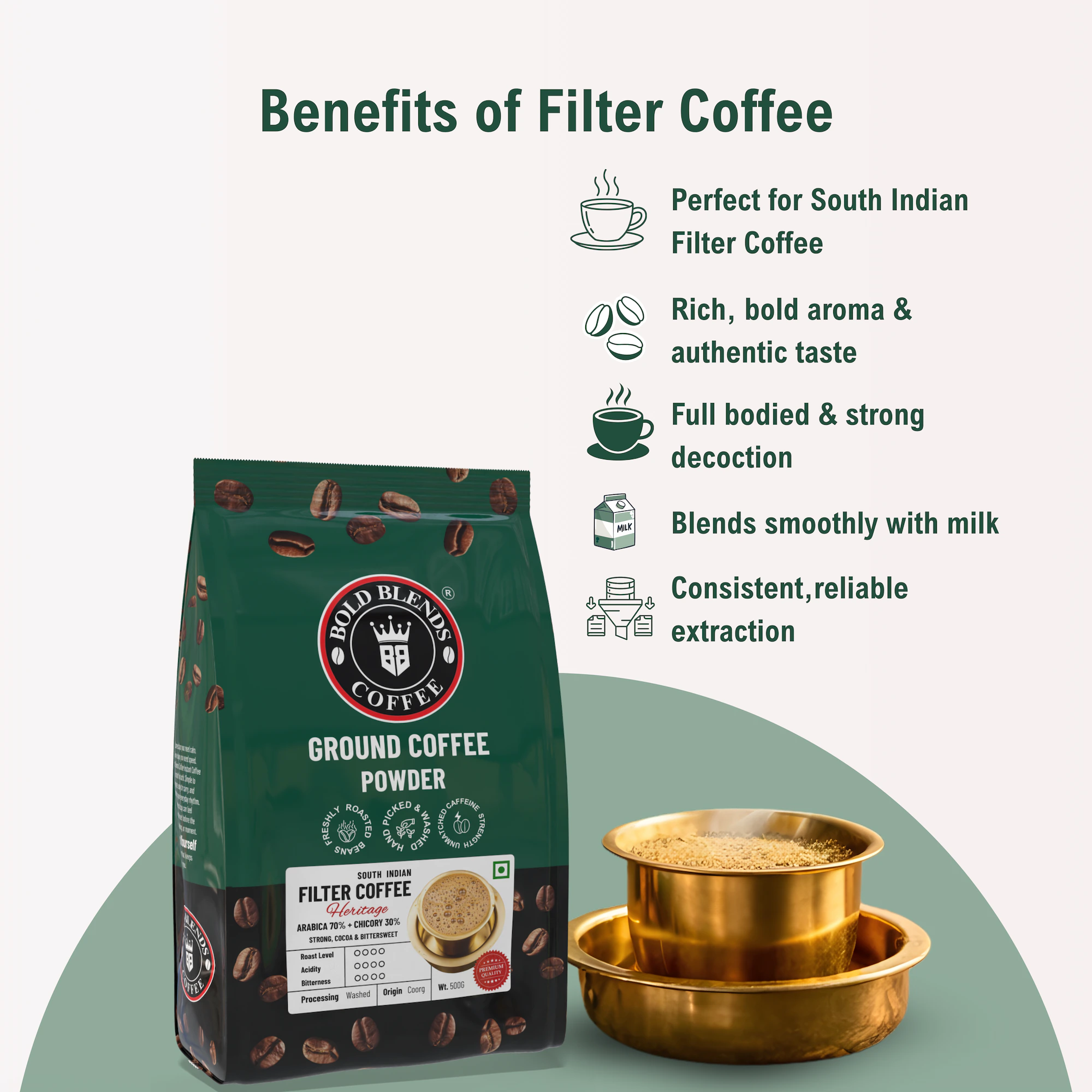 South Indian (Heritage) I Filter Coffee 70:30 Blend 500g 6 South Indian (Heritage) I Filter Coffee 70:30 Blend 500g - Image 6